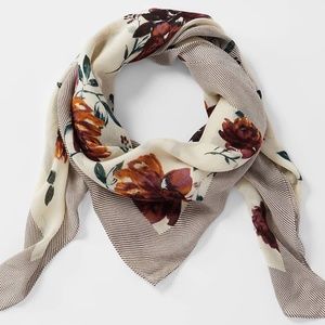 NWT J JILL Autumn Roses Floral Striped SCARF $49